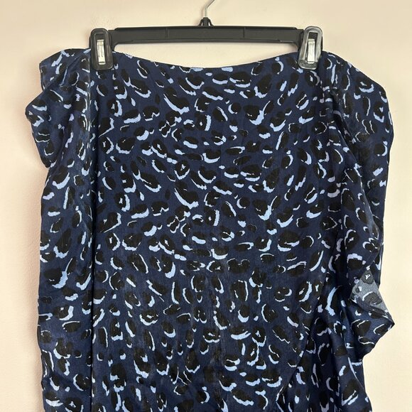Eloquii Elements Skirt Womens 22 Plus Blue Animal Print Ruffle Midi - Picture 2 of 8